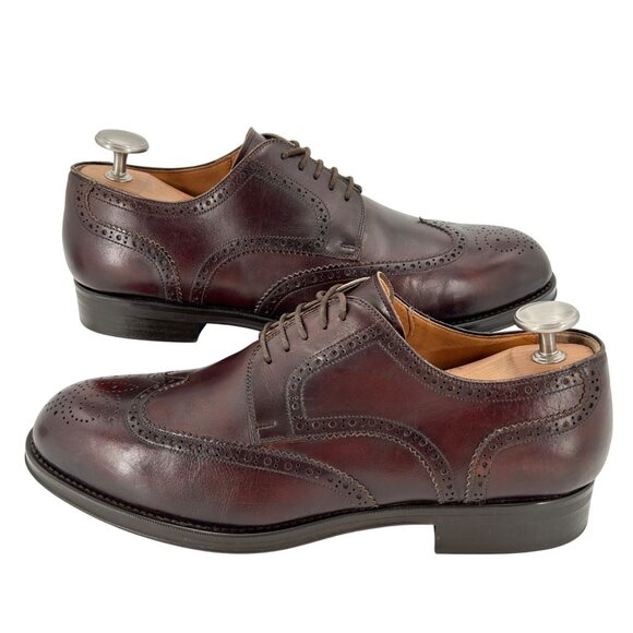 Magnanni for Ingledews Mens 10M Burgundy Brown Leather Dress Shoe Wingtip Oxford - Picture 7 of 11
